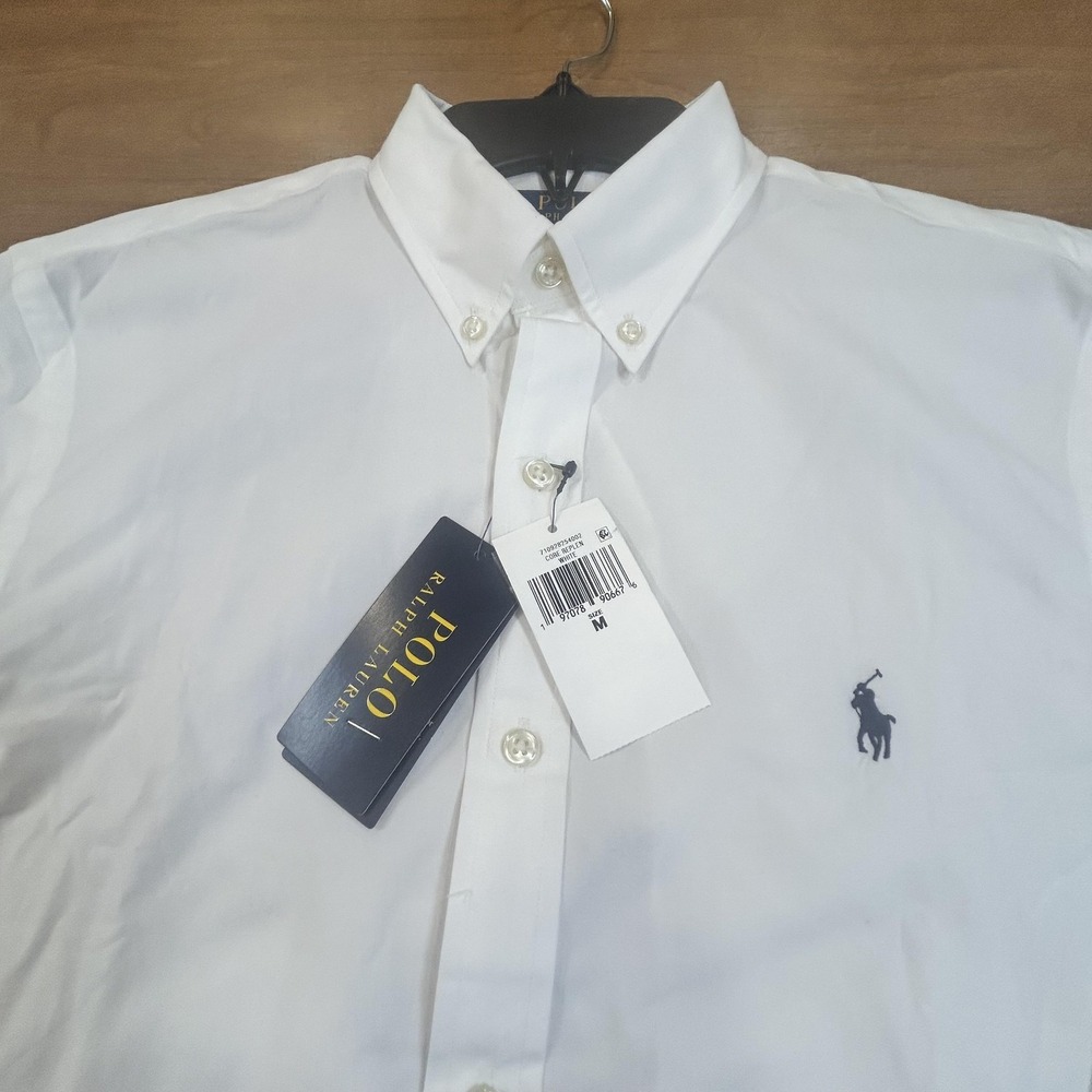 Polo Ralph Lauren Shirt Mens M White Slim Fit Stretch Button Down Dress NWT